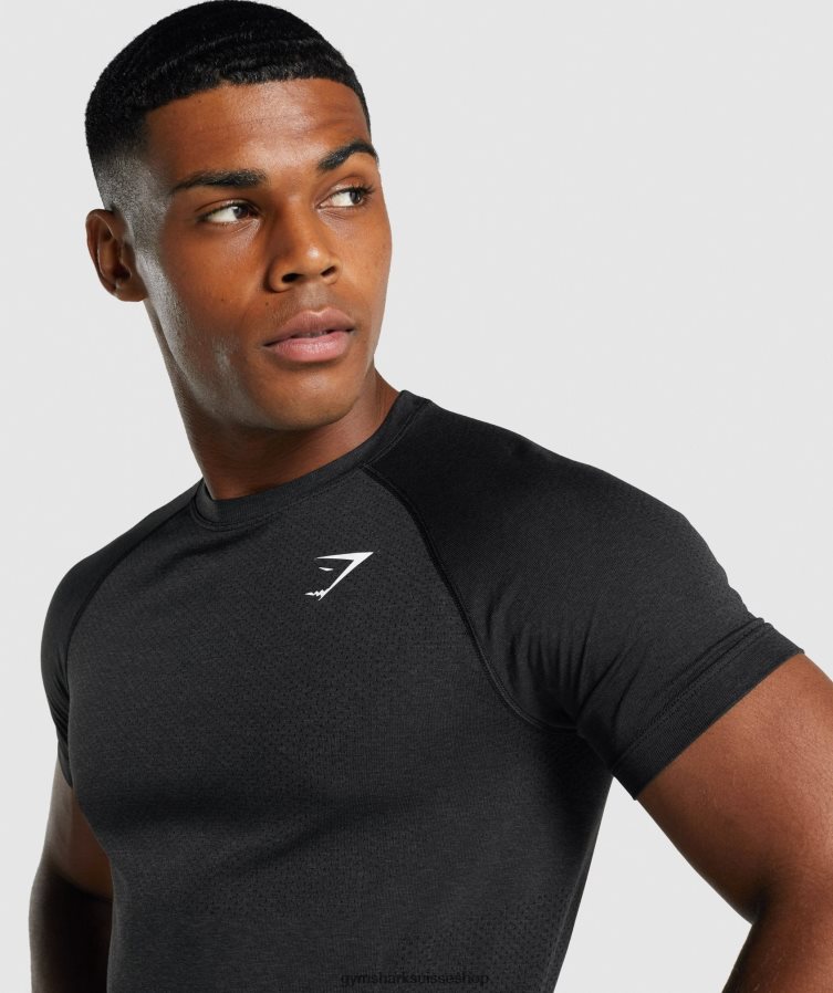 ch Gymshark Hommes t-shirt sans couture vital light noir chiné 02FP6T709 vêtements
