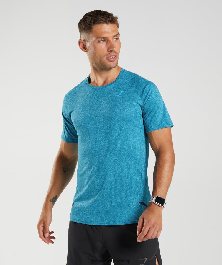ch Gymshark Hommes t-shirt sommet bleu atlantique/bleu requin 02FP6T682 vêtements