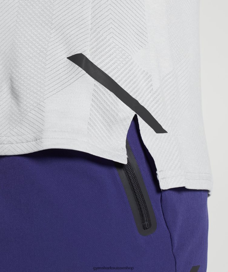 ch Gymshark Hommes t-shirt sommet gris clair/blanc 02FP6T592 vêtements