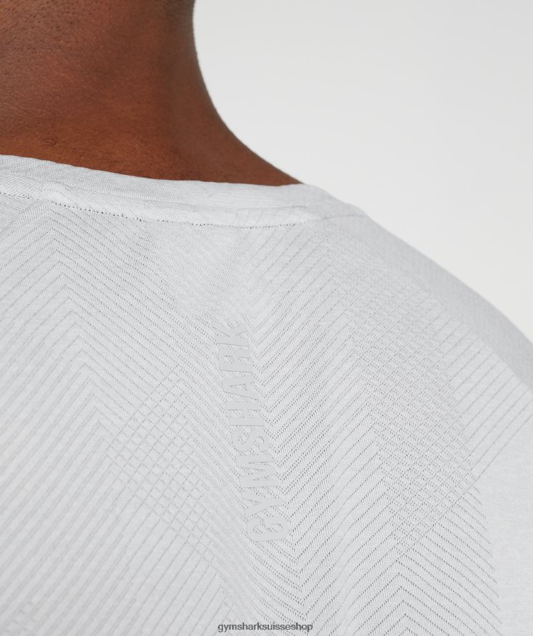 ch Gymshark Hommes t-shirt sommet gris clair/blanc 02FP6T592 vêtements