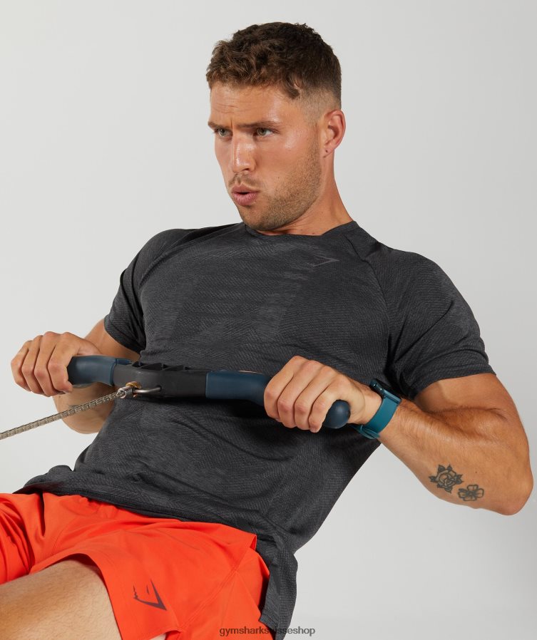 ch Gymshark Hommes t-shirt sommet noir/gris silhouette 02FP6T646 vêtements