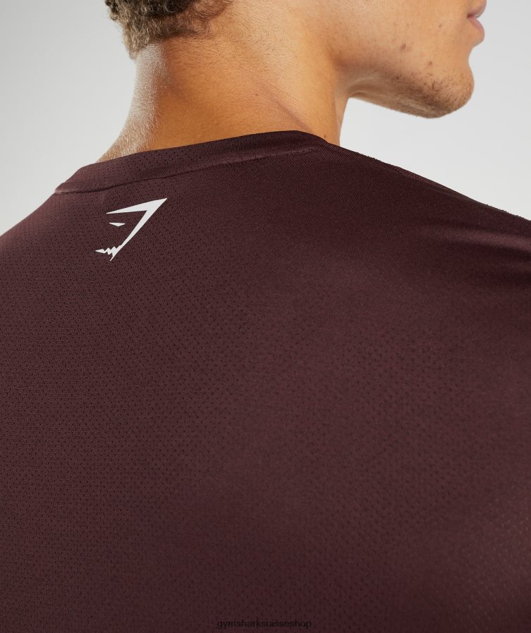ch Gymshark Hommes t-shirt sport à manches longues marron cuit / marne noire 02FP6T681 vêtements