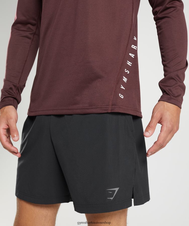 ch Gymshark Hommes t-shirt sport à manches longues marron cuit / marne noire 02FP6T681 vêtements