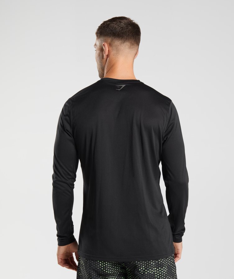 ch Gymshark Hommes t-shirt sport à manches longues noir/noir chiné 02FP6T584 vêtements