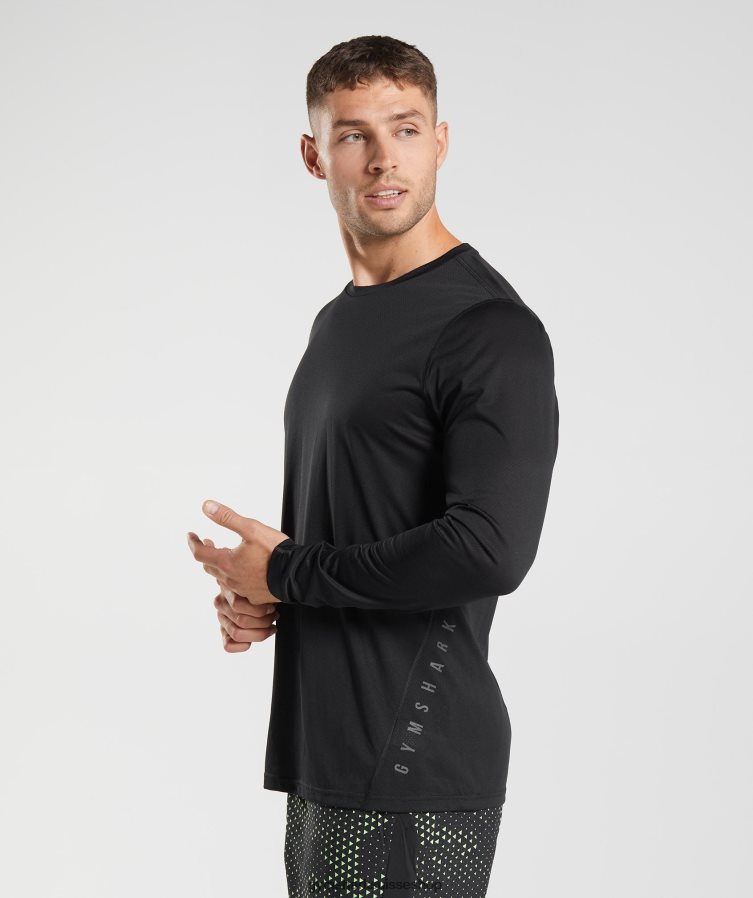 ch Gymshark Hommes t-shirt sport à manches longues noir/noir chiné 02FP6T584 vêtements