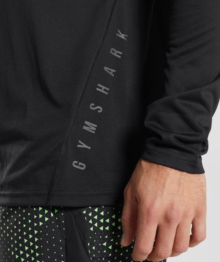 ch Gymshark Hommes t-shirt sport à manches longues noir/noir chiné 02FP6T584 vêtements