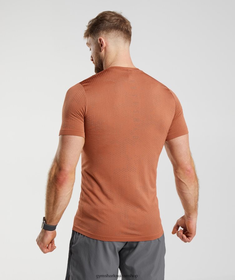 ch Gymshark Hommes t-shirt sport sans coutures rouge kaki/brun chaud 02FP6T721 vêtements