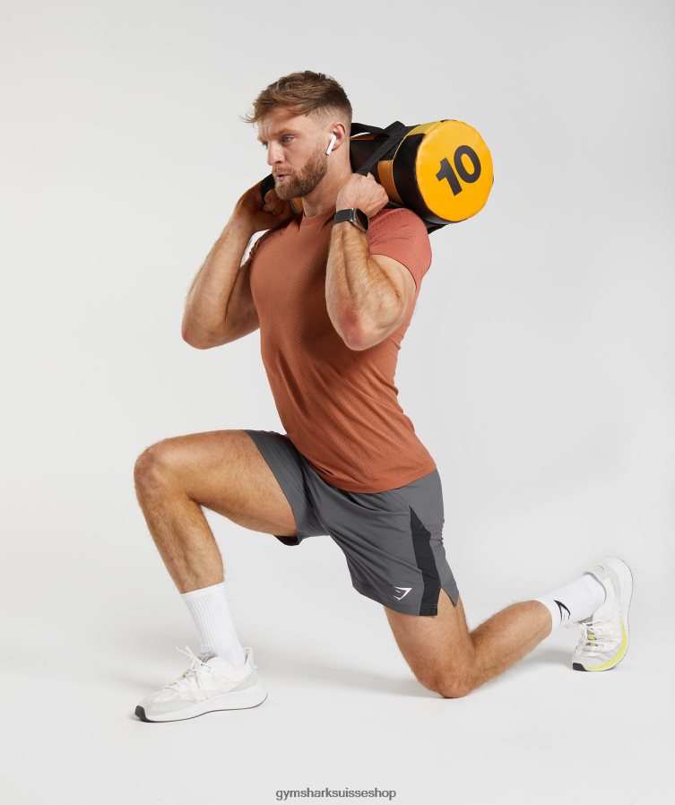 ch Gymshark Hommes t-shirt sport sans coutures rouge kaki/brun chaud 02FP6T721 vêtements